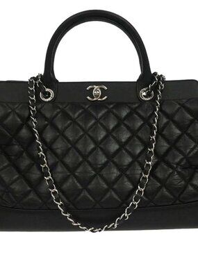 Chanel Black Calfskin Bi-Coco Tote 2way Chain Handbag